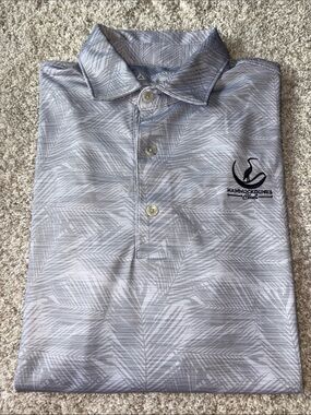 Bermuda Sands Men’s Gray Palm-Print Polo (medium)